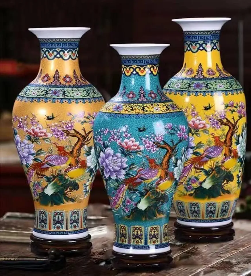 Chinese Jingdezhen geëmailleerde porseleinen vaas, bloem vaas handgemaakte huis decoratieve vaas (blauw) tweedehands  