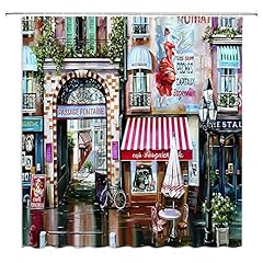 Paris Cafe de Shower Curtain Vintage Oil Painting France Street European Building French Shops Retro Fashion Bathroom Decor Fabric Curtain with Hooks, used for sale  Delivered anywhere in Canada