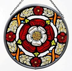 Decorative Hand Painted Stained Glass Window Sun Catcher/Roundel in a Tudor Rose Design. for sale  Delivered anywhere in Canada