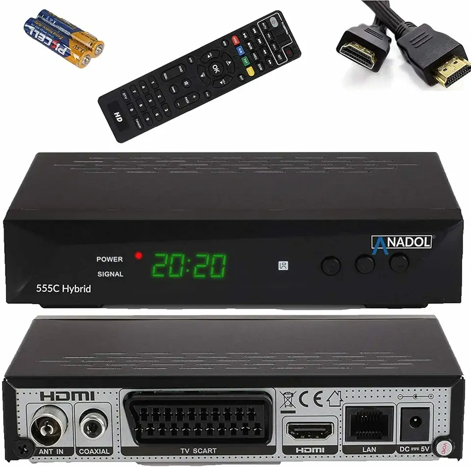 Anadol 555c - Hybride DVB-T2 / DVB-C HDTV-kabelontvanger - PVR opnamefunctie en time-hift - Full HD mediaspeler HDMI + USB - digitale hybride ontvanger - leerbare afstandsbediening tweedehands  
