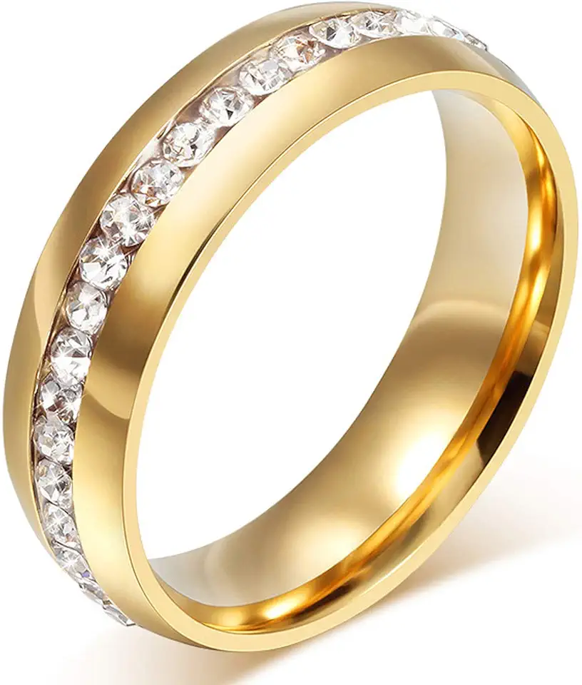 sieraden 18K verguld goud dames ringen zirkonia elegante gepolijste bruiloft ringen tweedehands  