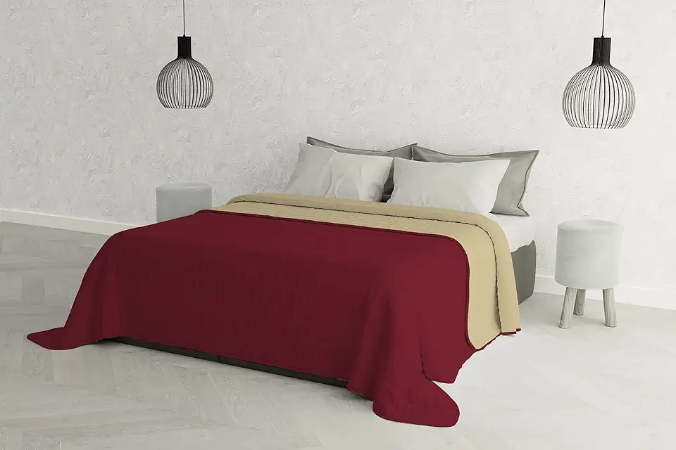 Italian Bed Linen B-Q-EL-2P-04-bord/crème zomerdekbed elegant, bordeaux/crème, tweepersoonsbed tweedehands  