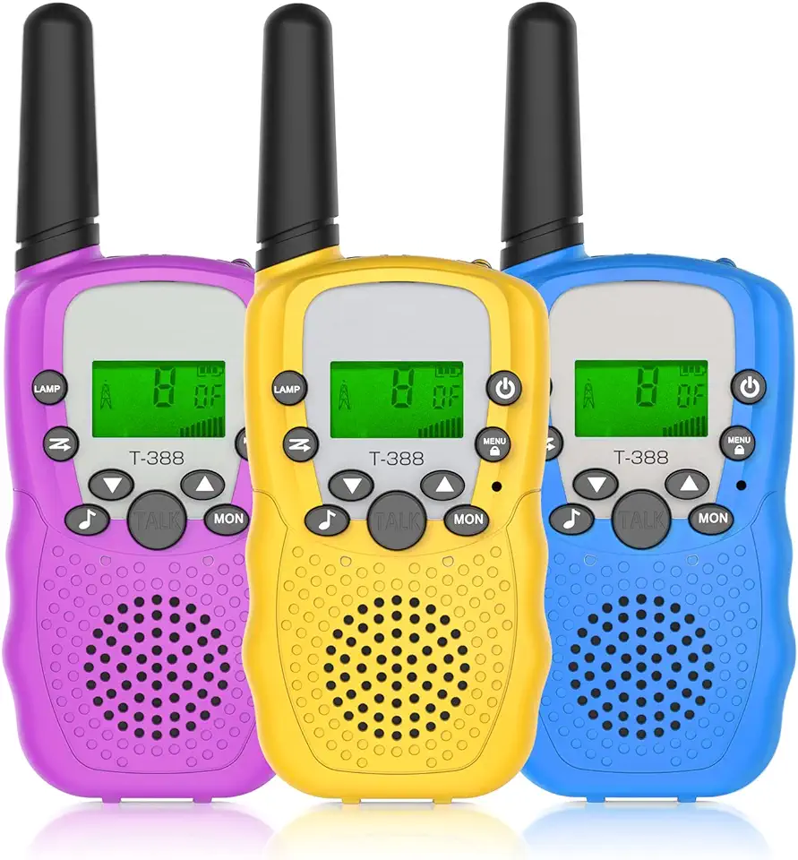 NATRKE walkietalkie voor kinderen, 8 kanalen, lcd-display met zaklamp en VOX-functie, lange afstand 5 km, speelgoed, cadeaus voor kinderen of meisjes van 3 tot 12 jaar, 3 stuks tweedehands  