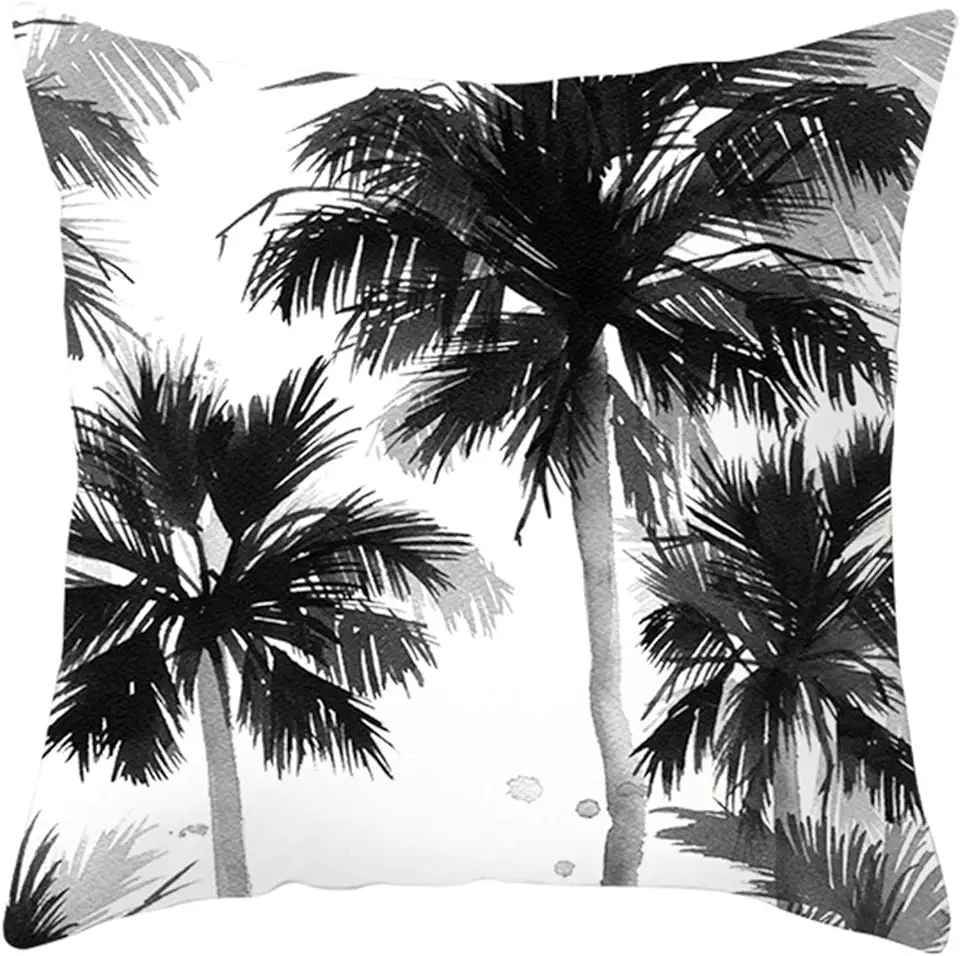 EHOMERY Kussensloop Langwerpige gezellige lounge outdoor kussenhoezen kokosboom vlas gooien kussenhoezen koningin katoen patio vervanging Loveseat grijs groen 20x20 inch tweedehands  