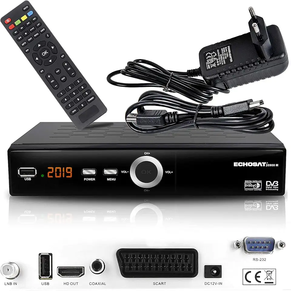 hd-line Echosat 20900 M Digitale satellietontvanger - (HDTV, DVB-S/S2, HDMI, SCART, 2X USB 2.0, Full HD 1080p) [voorgeprogrammeerd voor Astra Hotbird Turquosat] tweedehands  