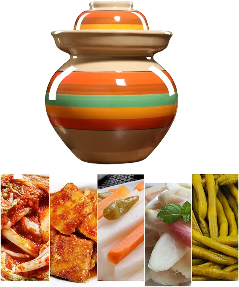 Traditionele Keramische Kimchi-Potten Met Dekselcontainers Voor Keramisch Eten, Ouderwetse Traditionele Zuurkoolpotten Van Keramiek En Augurken Voor Elke Brede Gistingspot tweedehands  