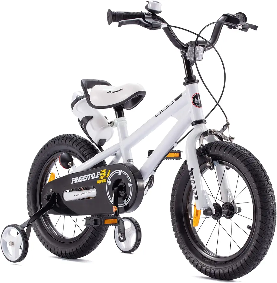 RoyalBaby Freestyle kinderfiets jongens meisjes met steunwielen fiets 12 inch wit tweedehands  