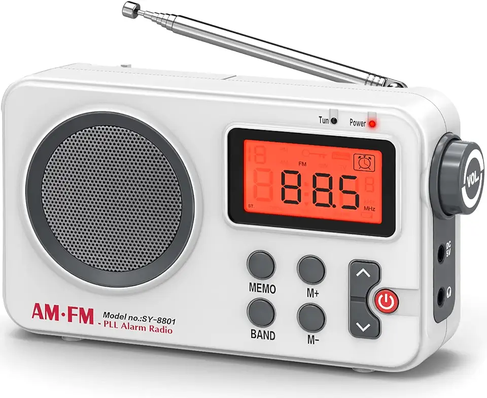 Tendak Kleine radio op batterijen FM/AM, wereldontvanger radio met groot display/timerfunctie/wekker, transistor-radio ondersteunt USB-voeding/batterijvoeding, voor thuis/outdoor tweedehands  