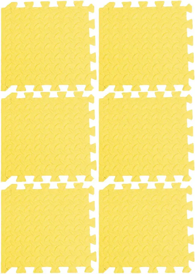Gebruikt, ABOOFAN 6 stks dikker EVA blad graan tegels elkaar grijpende tegels patchwork vloermat beschermend kussen splicing tapijt (geel) tweedehands  