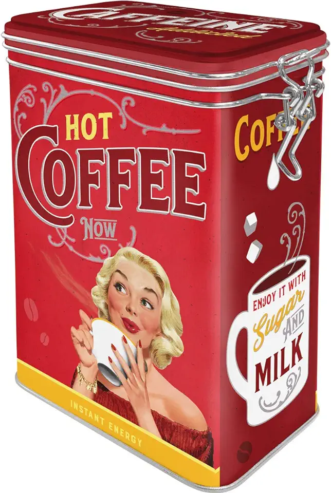 Nostalgic-Art Retro koffieblik, Hot Coffee Now – Geschenkidee voor nostalgiefans, Blik met aromadeksel, Vintage design, 1,3 l tweedehands  