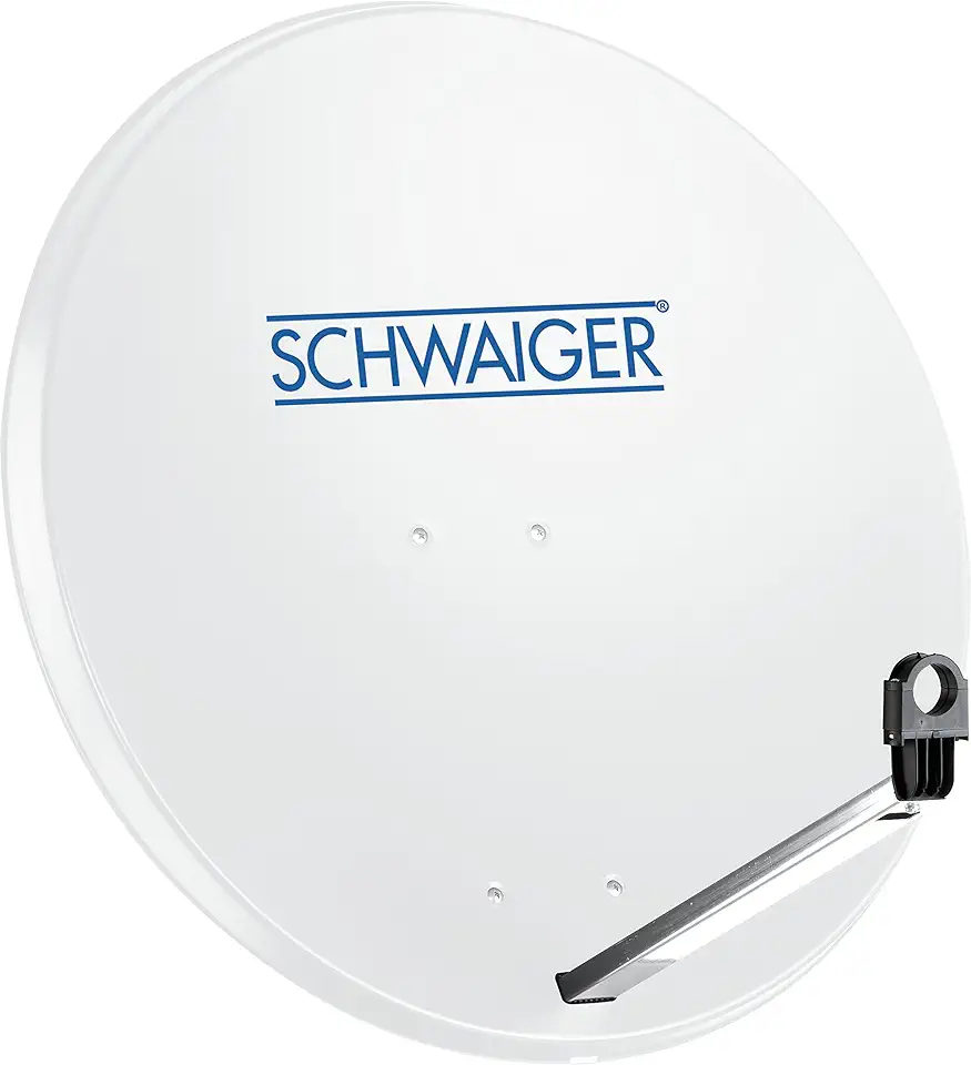 SCHWAIGER -159- Satellietschotel | 75 cm | Sat antenne | met LNB draagarm en masthouder | geïntegreerde kabelgeleider | stalen satellietschotel | 75 x 85 cm | lichtgrijs tweedehands  