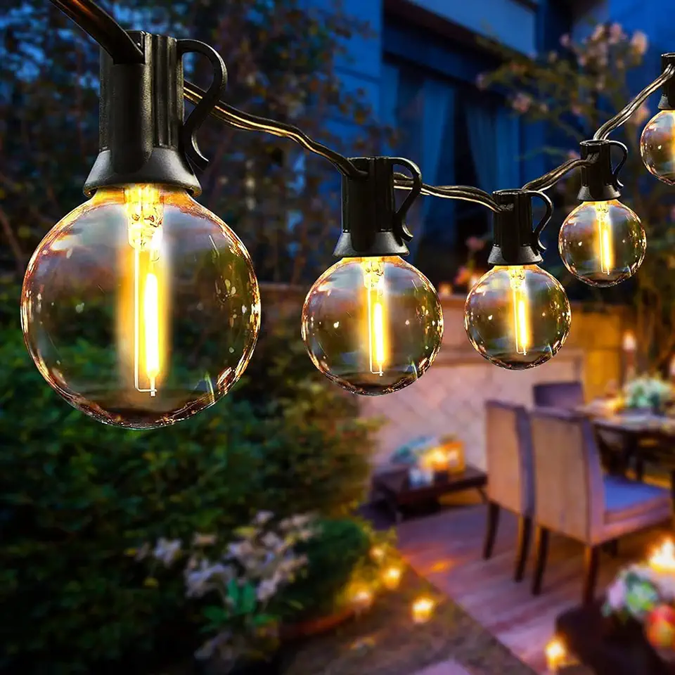 Led-lichtsnoer voor buiten, 9,5 m, 25 lampen, 3 reservelampen, waterdicht, met stekker, decoratie voor tuin, bruiloft, feest, Kerstmis, warm wit tweedehands  