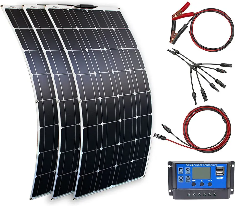 Monokristallijn Zonnepaneel Off-Grid Kit 300W 12V Zeer Efficiënte Zonnecel Flexibele Solar panel 100W Zonnemodule Met 30A Zonnelaadregelaar voor Camper,boot,12V Batterij oplader(300w) tweedehands  
