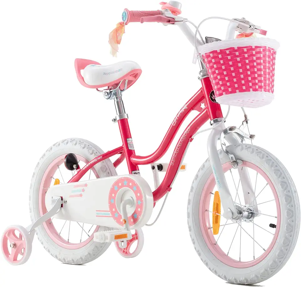 RoyalBaby Meisjes Kinderfiets Stargirl 12 14 16 18 Inch Fiets voor 3-9 jaar Kinderfietsen Met zijwieltjesof fietsstandaard Kinderfiets tweedehands  