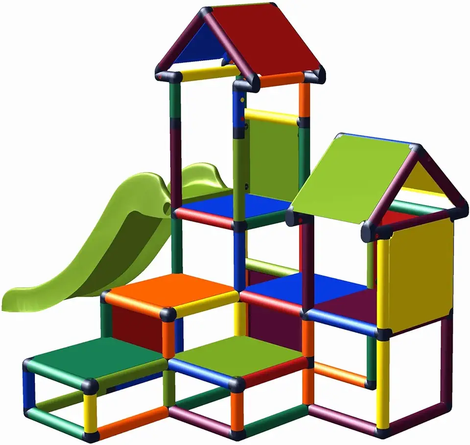 Gebruikt, move and stic Speeltoren klimtoren Gesa met glijbaan voor kleine kinderen met kruiptunnel Mas (7 kleuren multicolor) tweedehands  