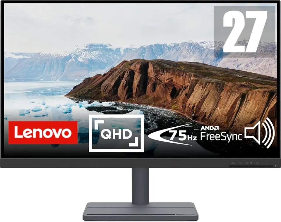 Gebruikt, Lenovo L27q-35 (27") 2560x1440 pixels, QHD, monitor (HDMI, DP, reactietijd 4ms, AMD FreeSync) - Zwarte tweedehands  