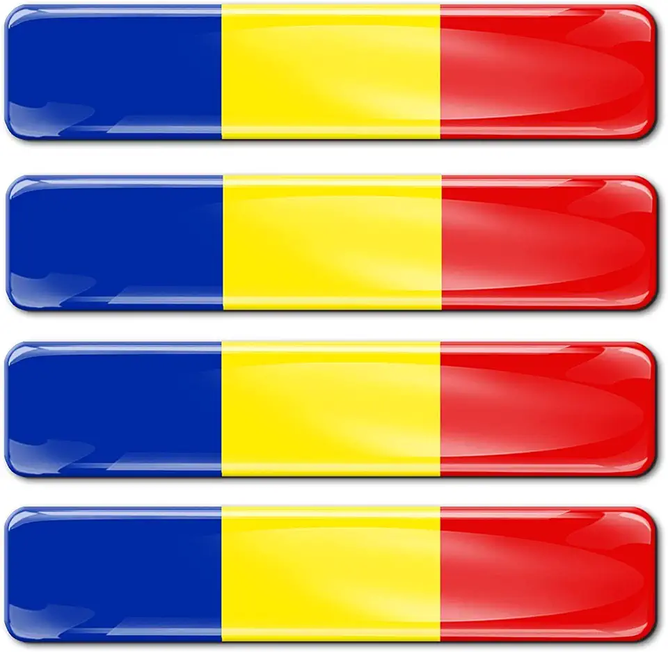 Gebruikt, 4 x 3D-gel siliconen stickers Romania Roemetische vlag vlag autosticker F 18 tweedehands  