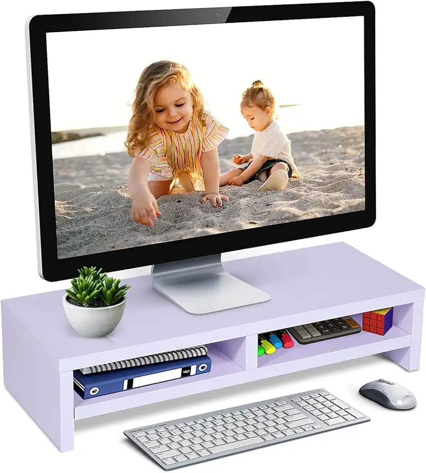 Moniter Riser, 2 nivåer träskärmsstativ TV PC laptop datorskärmhöjare skrivbordshylla för kontor och hemskrivbord, 19,7 x 7,9 x 4,6 (BxDxH) till salu  