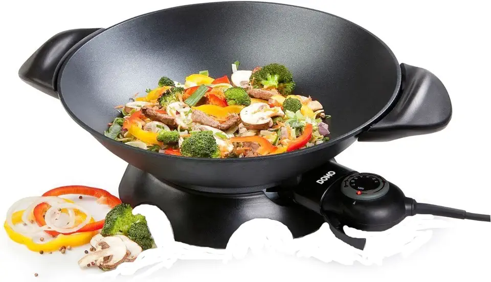 Domo DO-8708W DO8708W elektrische wok, gegoten aluminium, 5 liter tweedehands  