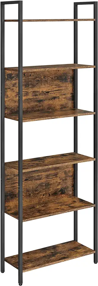 VASAGLE boekenkast, keukenplank, staande plank met 6 open plankniveaus, hal, keuken, kantoor, stalen frame, industrieel ontwerp, vintage bruin-zwart LLS113B01 tweedehands  