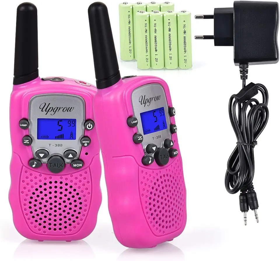 Gebruikt, Upgrow Walkietalkies, oplaadbaar, Walky Talky T-388, bidirectionele radio met batterijen, cadeau voor jongens/meisjes van 4 tot 12 jaar, roze tweedehands  