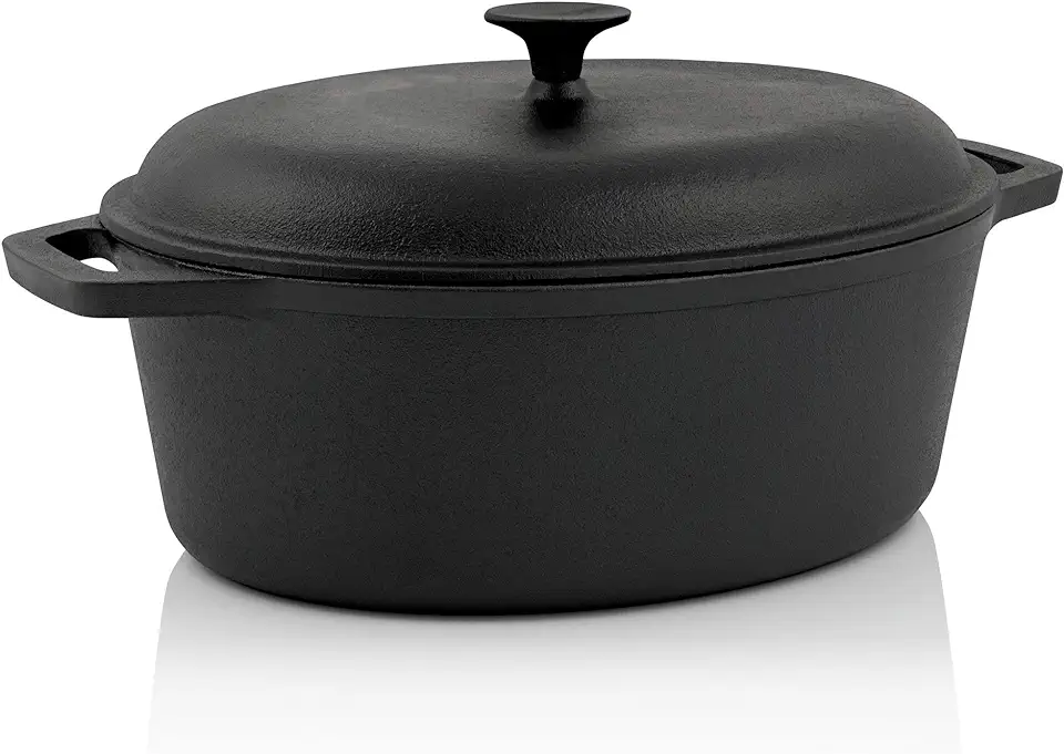 BBQ-Toro Gietijzeren braadpan, 6,4 liter, gietijzeren pan, 33 x 26 cm, pan met deksel, cocotte voor grill en oven, gebruikt tweedehands  