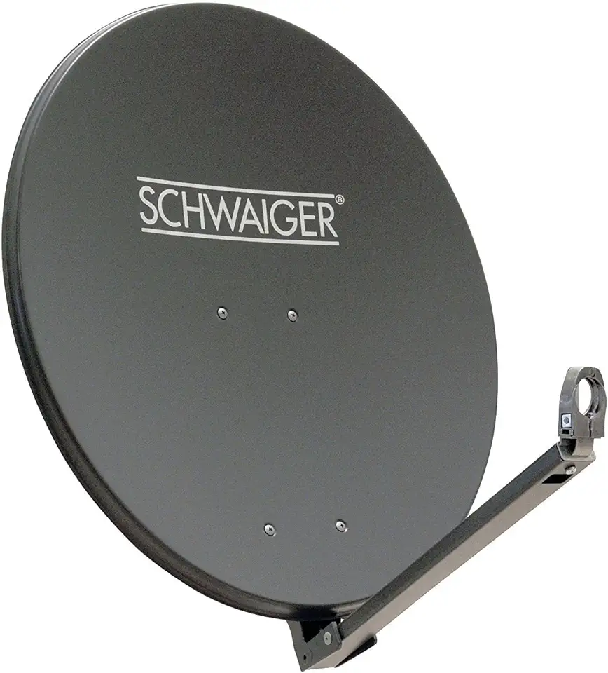 SCHWAIGER -227- Schotelantenne, satellietantenne met LNB-draagarm en masthouder, schotelantenne van aluminium, antraciet, 74,5 x 84,5 cm tweedehands  