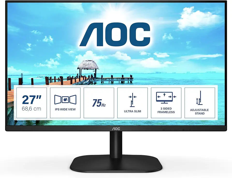 AOC 27B2H - 27 inch FHD-monitor (1920x1080, 75 Hz, VGA, HDMI) zwart tweedehands  