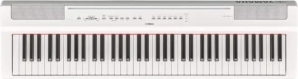 Gebruikt, Yamaha P-121WH Digitale piano, wit, compacte, elektronische piano met 73 aanslaggevoelige toetsen, compatibel met gratis app Smart Pianist tweedehands  