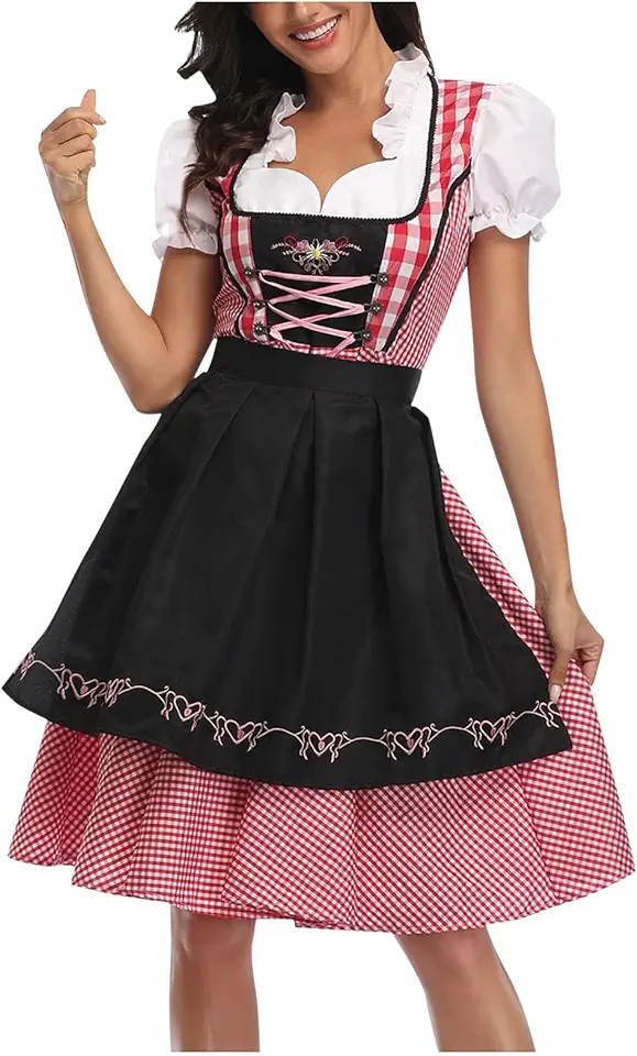 Vrouwen Halloween Oktoberfest jurk lichaam beeldhouwen podium kostuum kostuum losse maxi jurk met zakken (zwart, L) tweedehands  