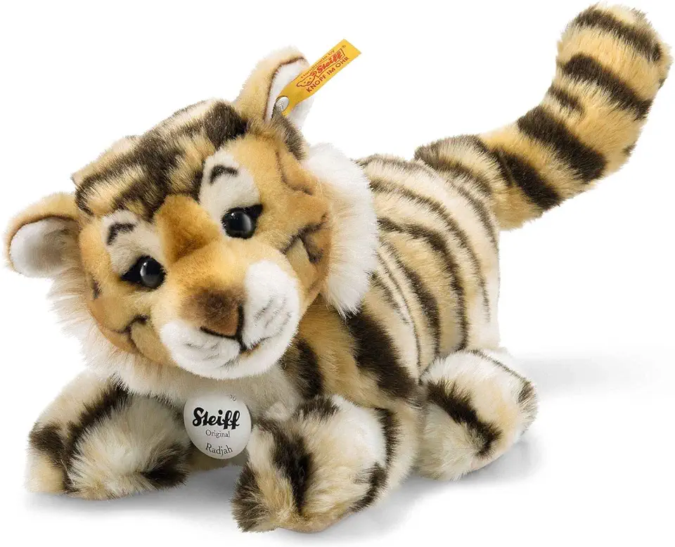 Steiff 066269 - Radjah Baby Slenker Tiger 28 cm liggend, Blond / bruin tweedehands  