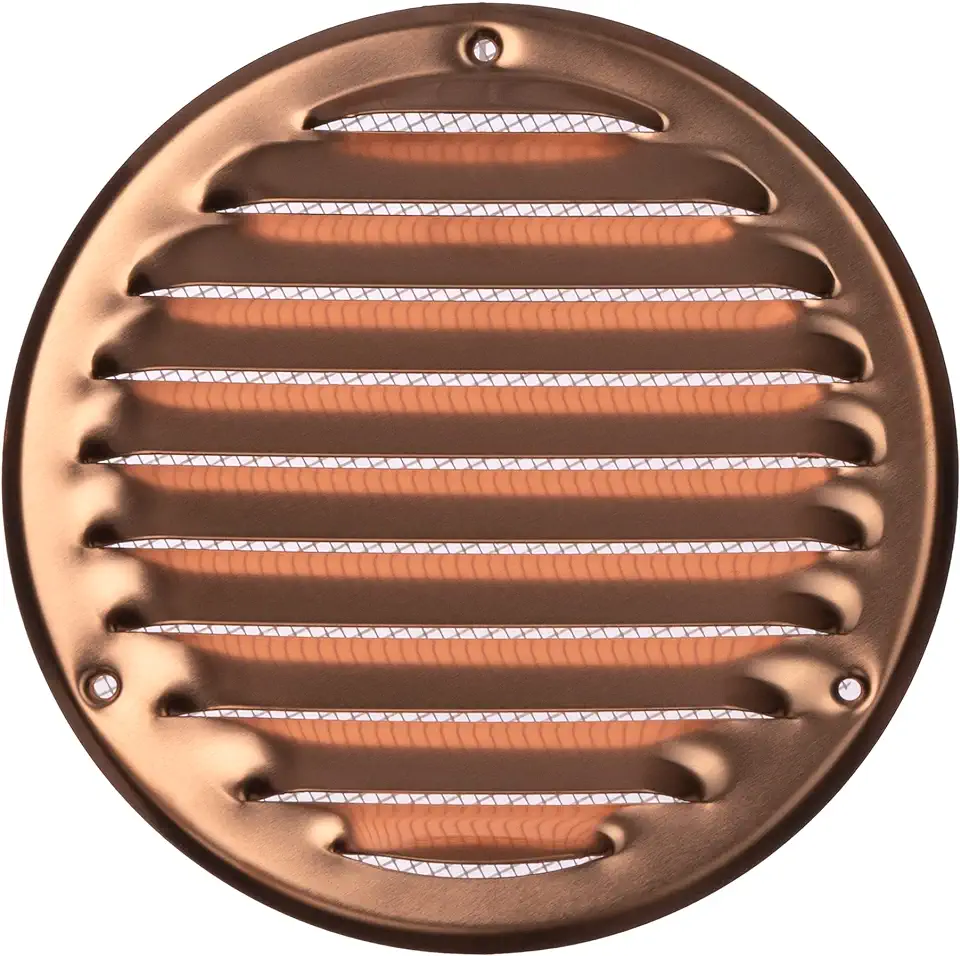 Ø 125 mm metaal koper ventilatierooster met insectenbescherming - rooster voor ventilatie - afvoerrooster tweedehands  