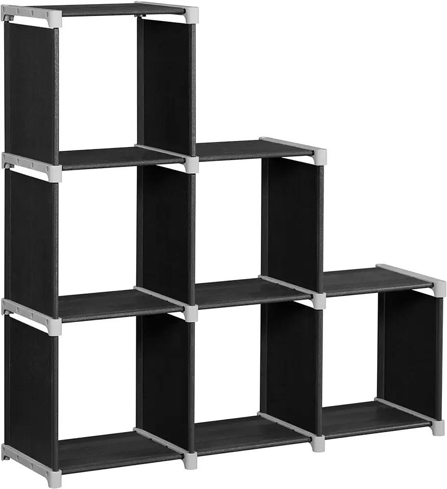 SONGMICS 6-Cube bokhylla, DIY Cube Storage Rack, Trapparrangör i vardagsrum, sovrum, barnrum, studie, för leksaker och dagliga behov, rumsavdelare, svart LSN63H, begagnade till salu  