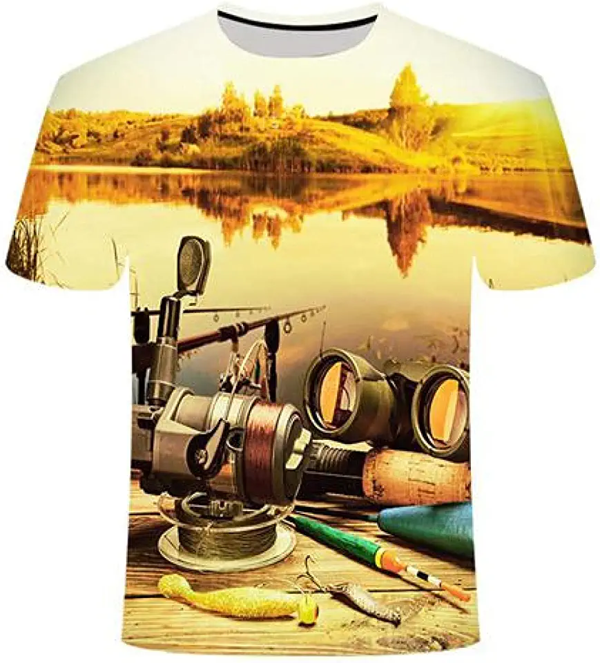 Unisex 3D Printed T Shirt,Fishing on a Pontoon Boat,Summer Personalized Casual Short Sleeve Tee Shirts Tops tweedehands  