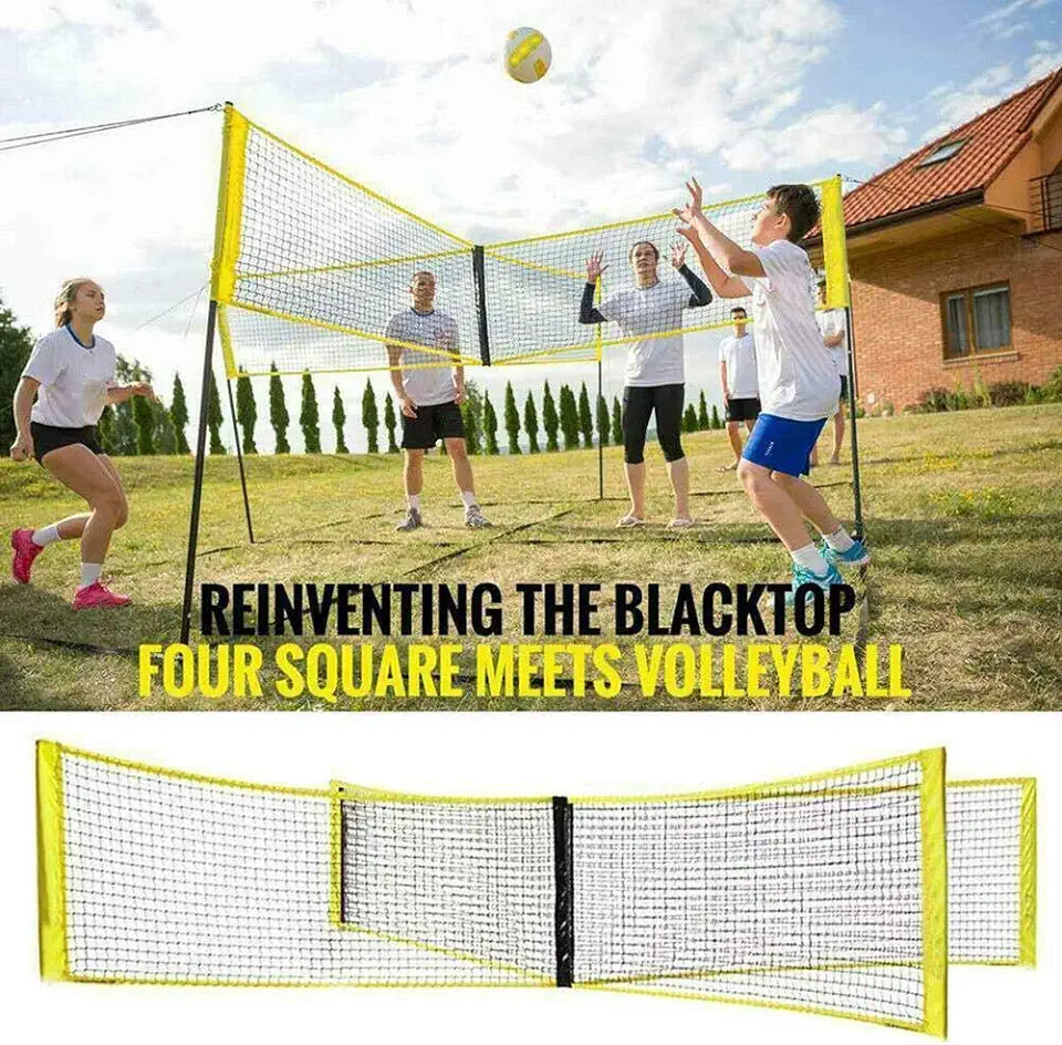 Adya Volleybalnet, vierkant, draagbaar, volleybalnet, vier zijden, kruisnet, PE, volleybaltraining, volleybalnet, duurzaam, speelnet tweedehands  