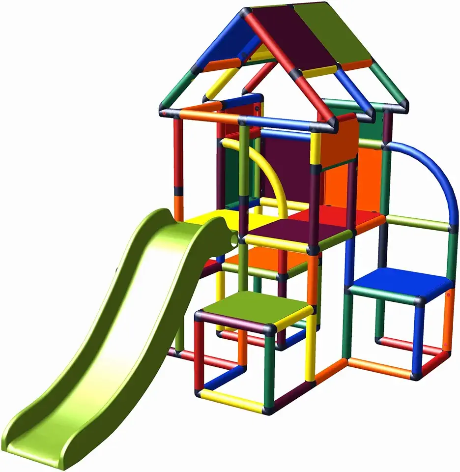 Gebruikt, move and stic Lina grote speeltoren / speelhuis klimtoren met glijbaan voor peuters (7 kleuren multicolor) tweedehands  