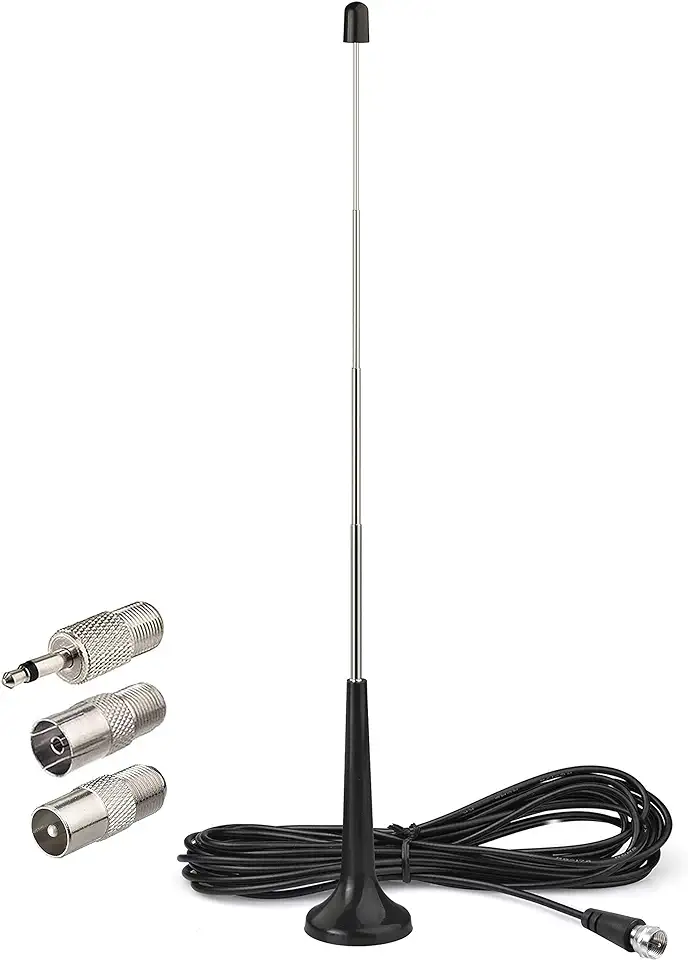 Bingfu FM radio-antenne, F-stekker, staafantenne, telescopische antenne met magnetische voet en 3 m verlengkabel, plus 3 extra adapters 4, set voor Denon, Pioneer, Onkyo, Yamaha, Marantz, Sherwood, gebruikt tweedehands  