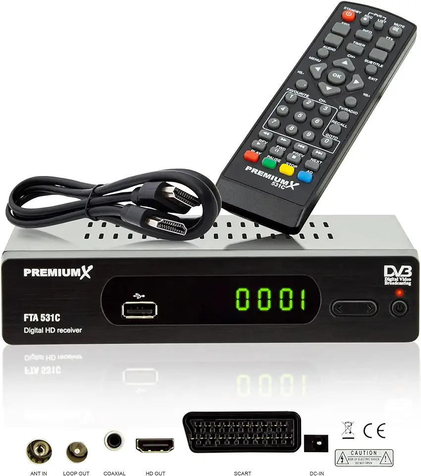 PremiumX Kabelontvanger DVB-C FTA 531C Digital FullHD SCART HDMI USB mediaspeler, tv-ontvanger kabel-televisie, gebruikt tweedehands  
