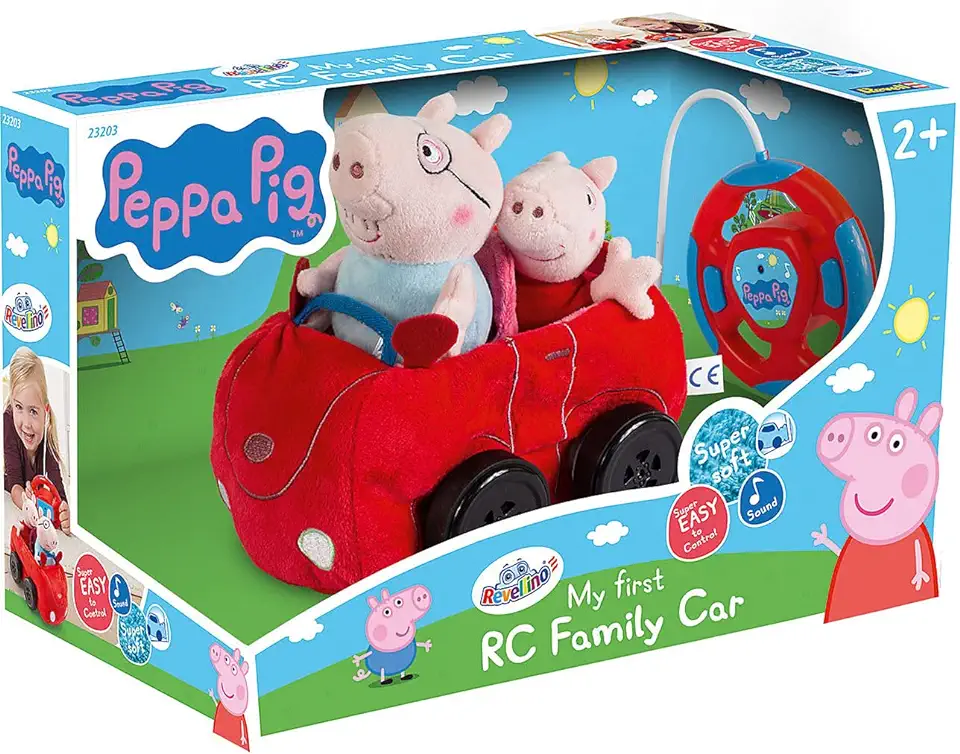 Revellino 23203 Mijn eerste RC Car met Peppa Pig en Pappa Pig, 40MHz afstandsbediening, voor kinderen vanaf 2 jaar, op afstand bestuurde auto van pluche, om te spelen en te knuffelen, rood tweedehands  