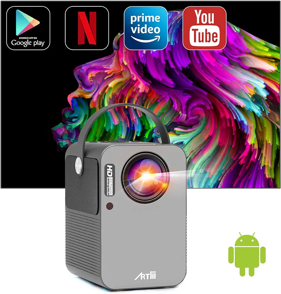 Beamer Smart Android, Artlii Play Pro WiFi Bluetooth Projector, Mini Beamer 1080p Full HD Ondersteund, Stereo Sound, 4D±45° Correctie, Home Cinema Mini Projector met Netflix, YouTube, Prime Video, gebruikt tweedehands  