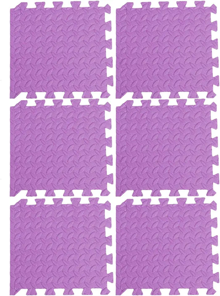 Gebruikt, ABOOFAN 6 stks dikker EVA blad graan tegels in elkaar grijpende tegels patchwork vloermat beschermend kussen splicing tapijt (paars) tweedehands  