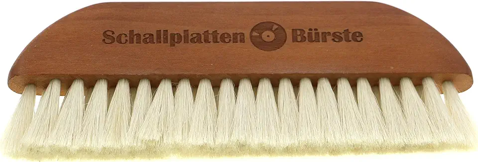 platenborstel - gemaakt van perenhout met fijn geitenhaar voor het voorzichtig reinigen van vinylplaten LP, stofdeeltjes worden voorzichtig van de platen verwijderd, L: ca. 14 cm, Made in Germany tweedehands  