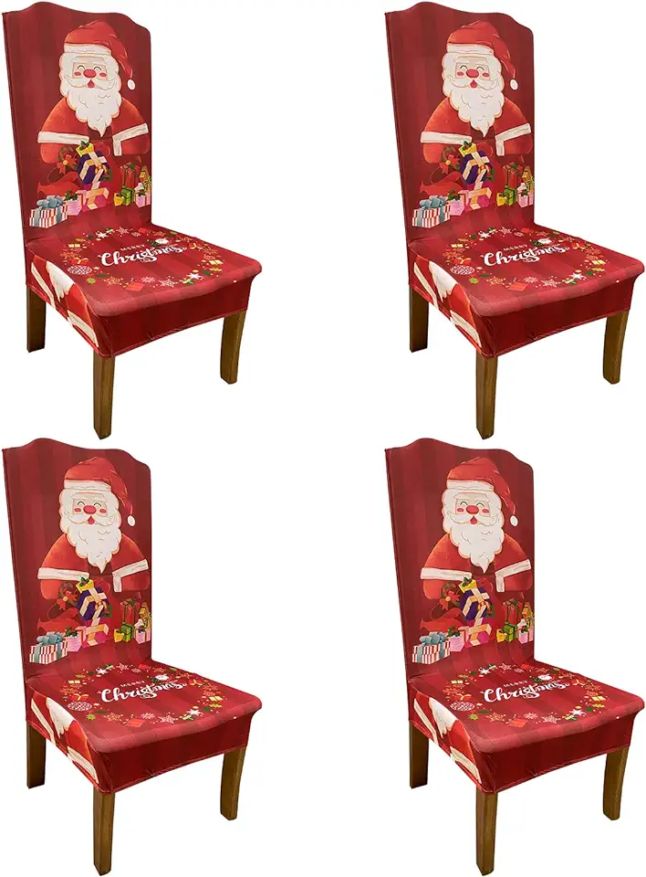 Gebruikt, Kerst eetkamerstoelhoezen - set van 4 stretchstoelen beschermhoes met waterdicht polyester, verwijderbare wasbare hoezen, voor thuis banketten tuin, buitenstoel, decoratie tweedehands  