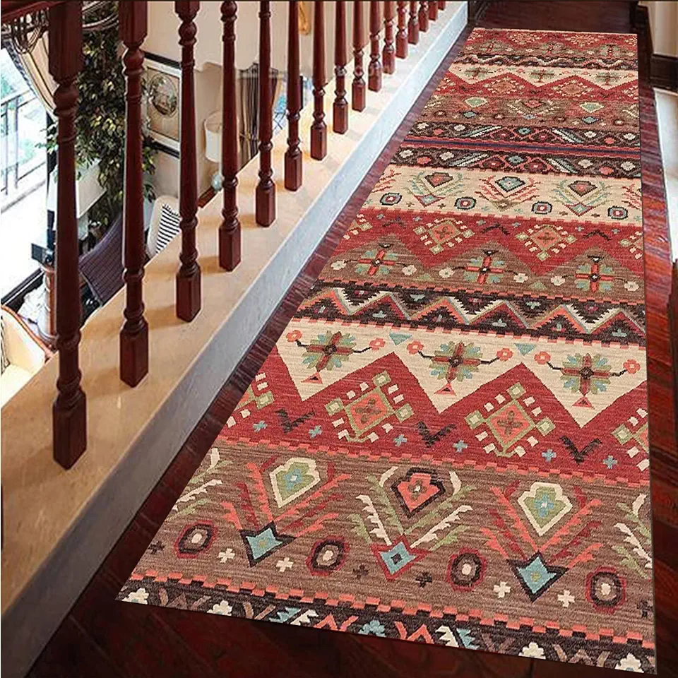 Vintage rode loper voor hal, wasbare tapijtloper 1m 1,5m 2m 2,5m 3m 3,5m 4m 4,5m 5m 5,5m 6m lange tapijten voor trappenhal keuken, zacht duurzaam (Size : 60x250cm) tweedehands  