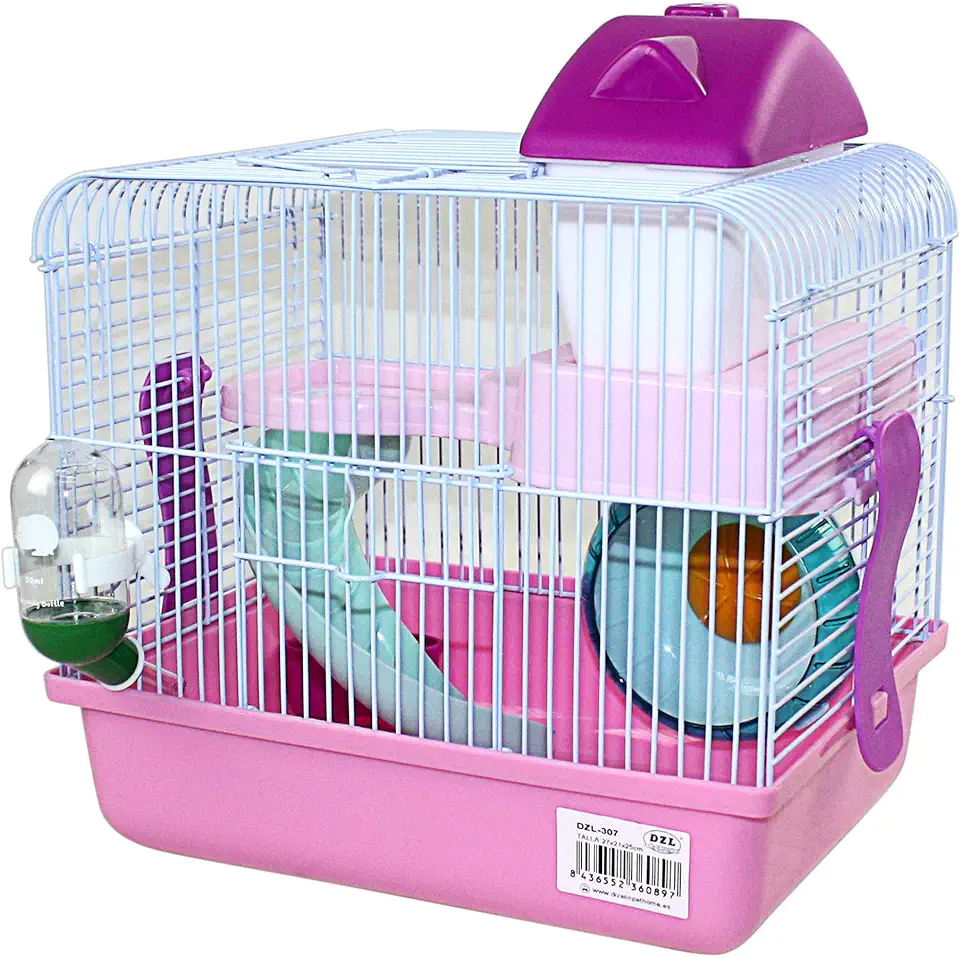Begagnade, Di Ze Lin Pet Home S.L DZL hamsterbur med nisch, hjul, drickare, matare och stege 27 x 21 x 25 cm till salu  