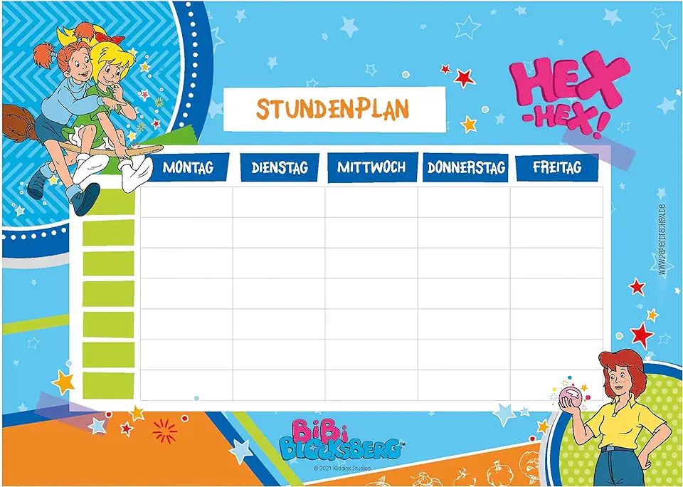 Papierdrachen Uurschema DIN A4 Block - Bibi Blocksberg 2 - beschrijfbaar school - weekplan - lesbord voor de eerste schooldag, gebruikt tweedehands  