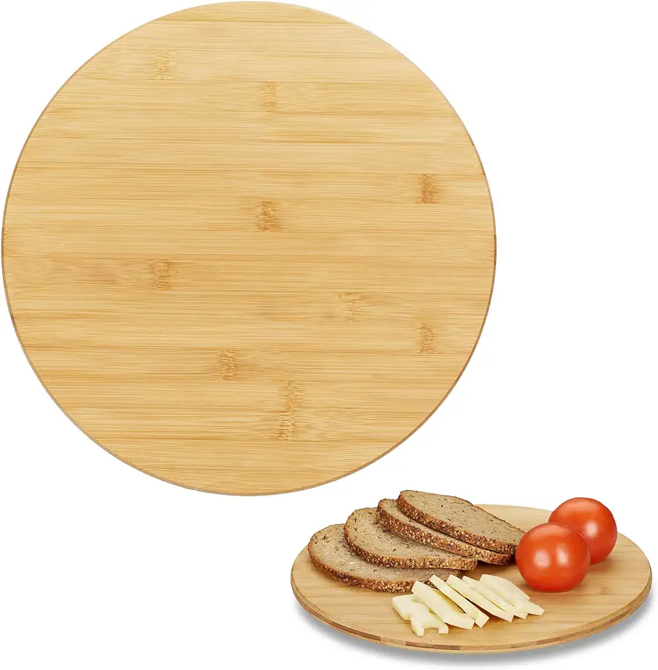 Relaxdays draaiplateau hout, rond, voor het serveren van kaas, worst & hapjes, Ø 32 cm, draaischijf, natuur tweedehands  