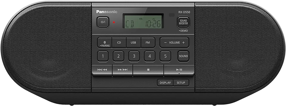 Gebruikt, Panasonic RX-D550E-K CD Boom Box (Radio FM, CD-speler, USB, Bluetooth, net- en batterijvoeding) zwart tweedehands  