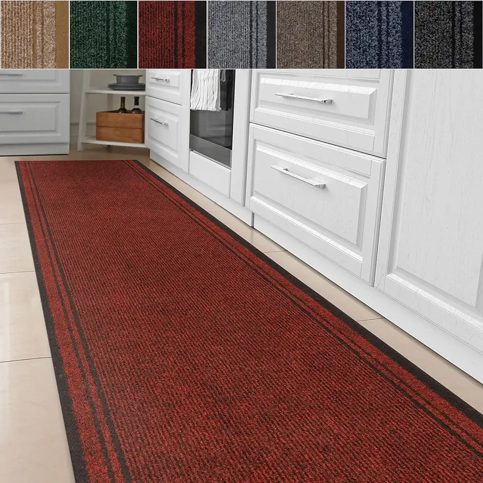 Keukenloper Malaga - naaldvilt tapijt op maat in veel kleuren - tapijt keukentapijt - loper voor hal &amp; keuken - tapijtloper antislip en onderhoudsvriendelijk (rood 3066, 66 x 250 cm) tweedehands  