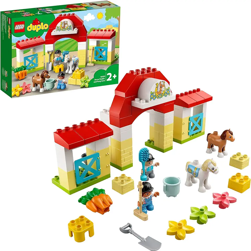 Gebruikt, LEGO 10951 DUPLO Town Paardenstal en Ponyverzorging Speelgoed voor Peuters, met Figuren van een Paard en Ruiter tweedehands  